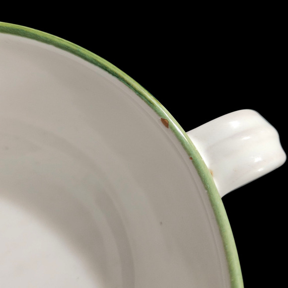 Set of 3 Hand Painted Lemon Cups Made in Italy Green Rim 3" Minor Rim Chips - Picture 5 of 6